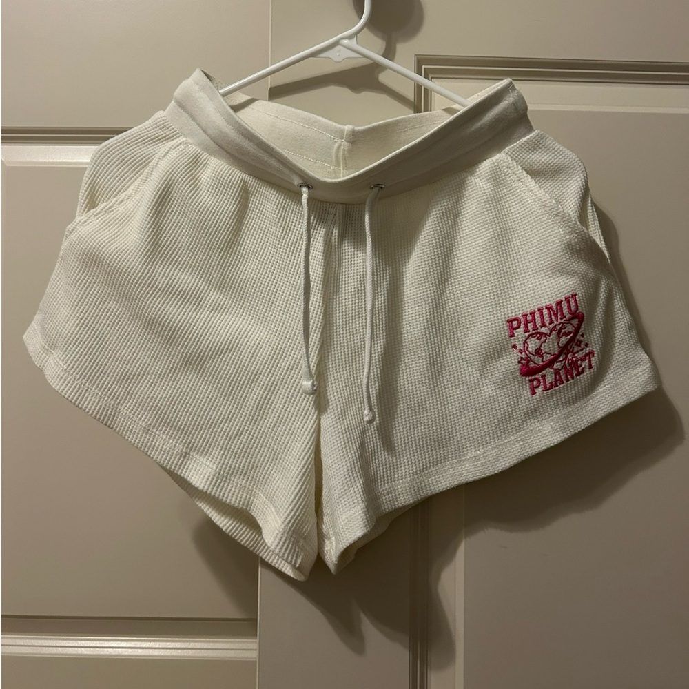 White Waffle Phi Mu Shorts
